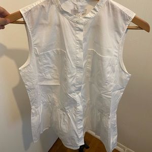 white sleeveless button up